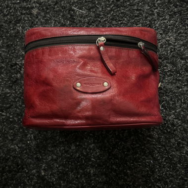 Red Leather Toiletry Bag