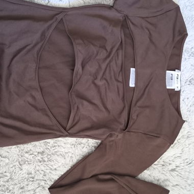 Top Marrone a Maniche Lunghe