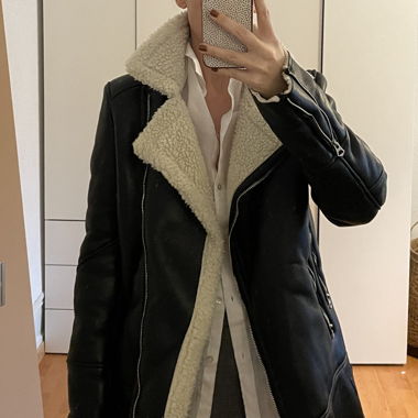 Oversized Biker Jacke mit Teddyfell