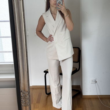 Completo Pantaloni Blazer Crema con Gilet