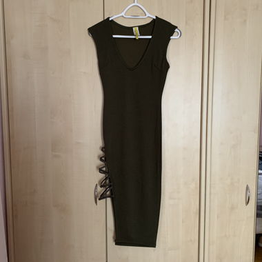 Kaki Lace-Up Split Fitted Dress
