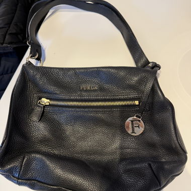 Furla black leather handbag