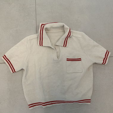 Kinder-Polo-Pullover weiss rot