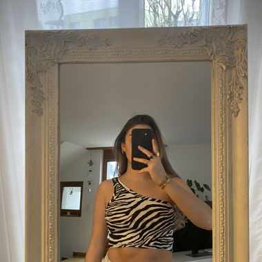 Asymmetrisches Zebra Crop Top Gr. S