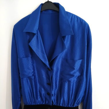 Blue Silk Retro Blouse Italian
