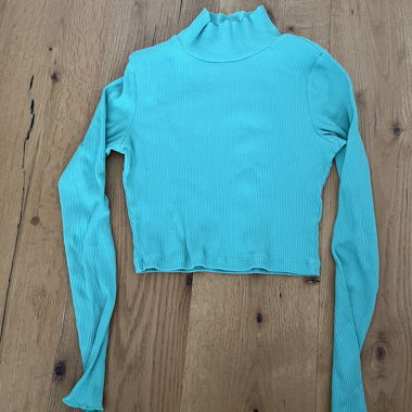 Turquoise Rib Knit Crop Top