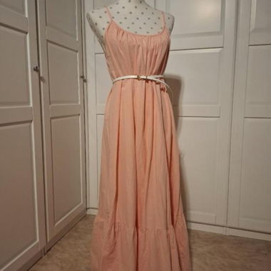 Maxi Spaghetti Strap Dress Salmon Cotton Boutique Annouk