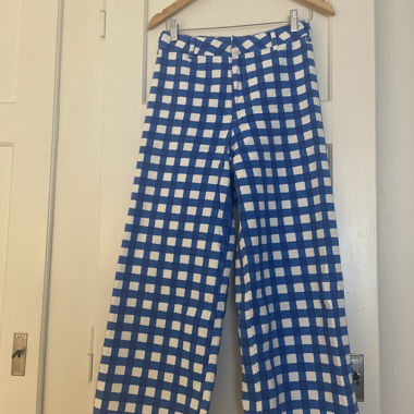 Blue-and-White Check Pants