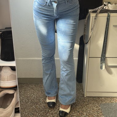 Jeans a zampa d'elefante in velluto a coste blu