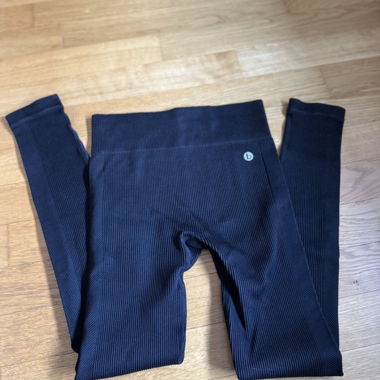 Leggings a coste in cotone, nero, taglia S