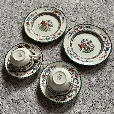 2 tasses Spode Chinese Rose avec sous-tasses 