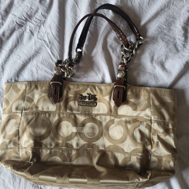 Coach Beigefarbene Shopper-Tasche