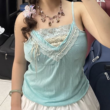 vintage japonais : camisole bleu menthe