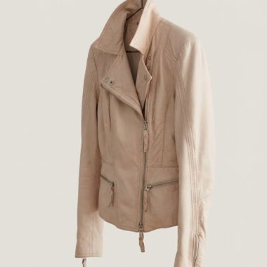 Bikerjacke Rosa / Beige D N A, aus echtem Leder