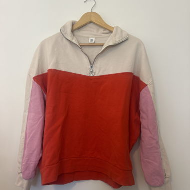 Felpa con zip a blocchi di colore