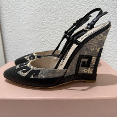 Miu Miu Keil Wedges Heels Slingback 37.5