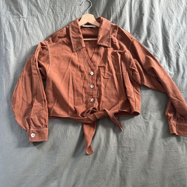 Tie-Front Cropped Shirt