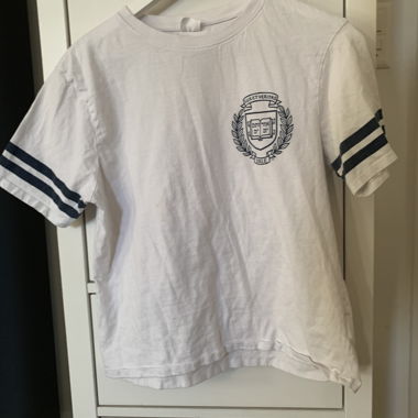 T-shirt Yale bianco con righe