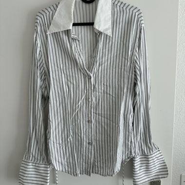 Striped Blouse with White Collar
