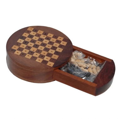 Mini échecs ronds avec tiroir ( NEUF )