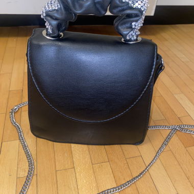 Black Crystal Handle Mini Bag