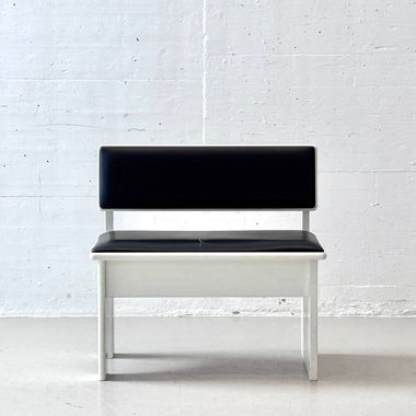 Banc de rangement Vintage – Blanc/Noir