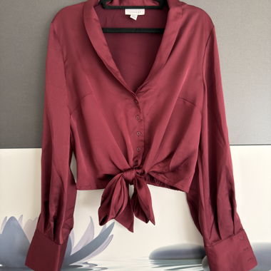 Topshop Satinbluse mit Bindeband