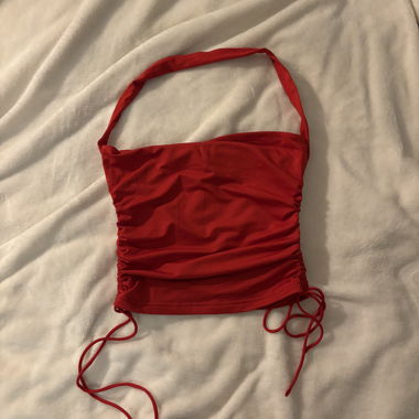 Red Cropped Top with Tie Band