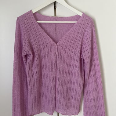 Cardigan in maglia lilla