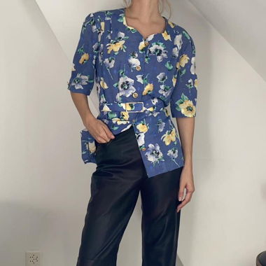 Blouse vintage fleurie bleue