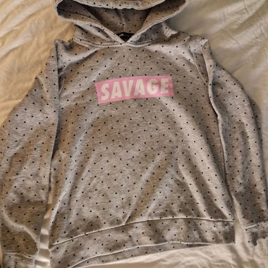 Sweat à capuche gris "SAVAGE" à pois