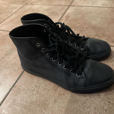 Gucci Sneakers alte nere in tela e pelle 