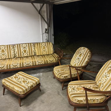 Vintage-Couch 3-Sitzer mit Sesseln 