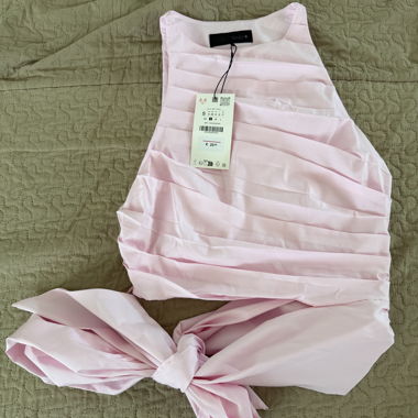 Haut sans manches plissé rose