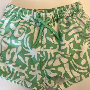 Costume da bagno corto verde per bambini con fantasia