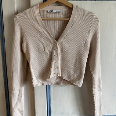 Cardigan corto coste ZARA beige taglia S