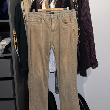 Pantaloni in Velluto a Coste Beige