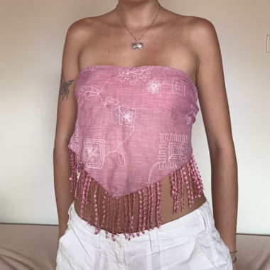 Pink Tassel Scarf
