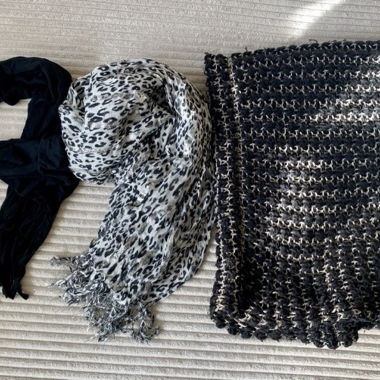 Scarf Set Package Foulard Scarf Leopard Print Black
