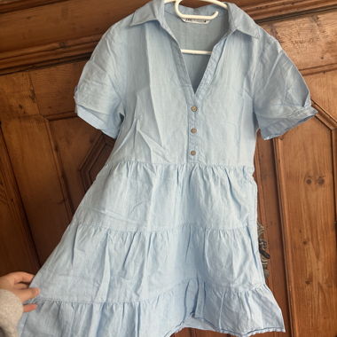 Abito in lino Zara azzurro chiaro