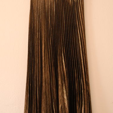 Gonna Midi Plissettata Metallizzata Oro