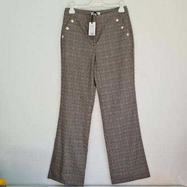 Morgan Checked Flared Pants Brown