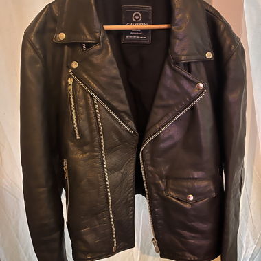 CHEVIREX veste biker en cuir noir XL