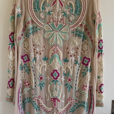 Embroidered and beaded cocktail dress