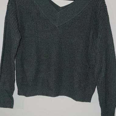 Maglione a V in maglia verde