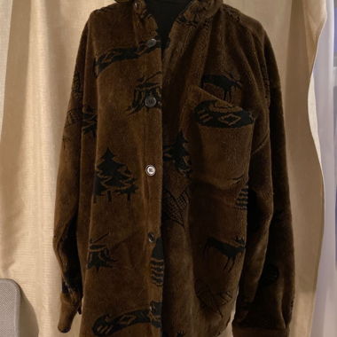 Giacca-camicia in pile con motivo cervi