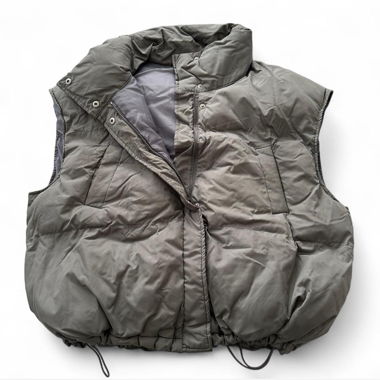 khaki green puffer vest