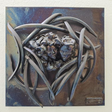 image céramique en relief sur plaque de verre