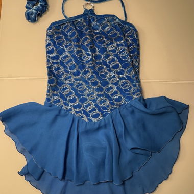 Figure Skating Dress - Blue with Glitter