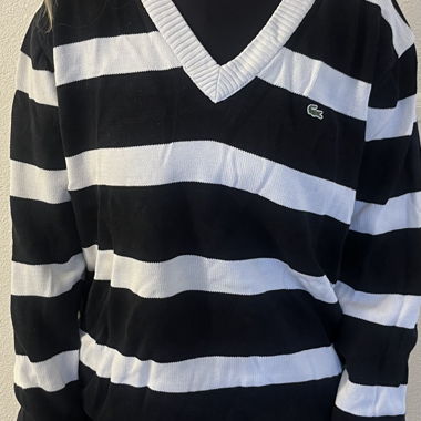 Pull Lacoste rayé noir/blanc